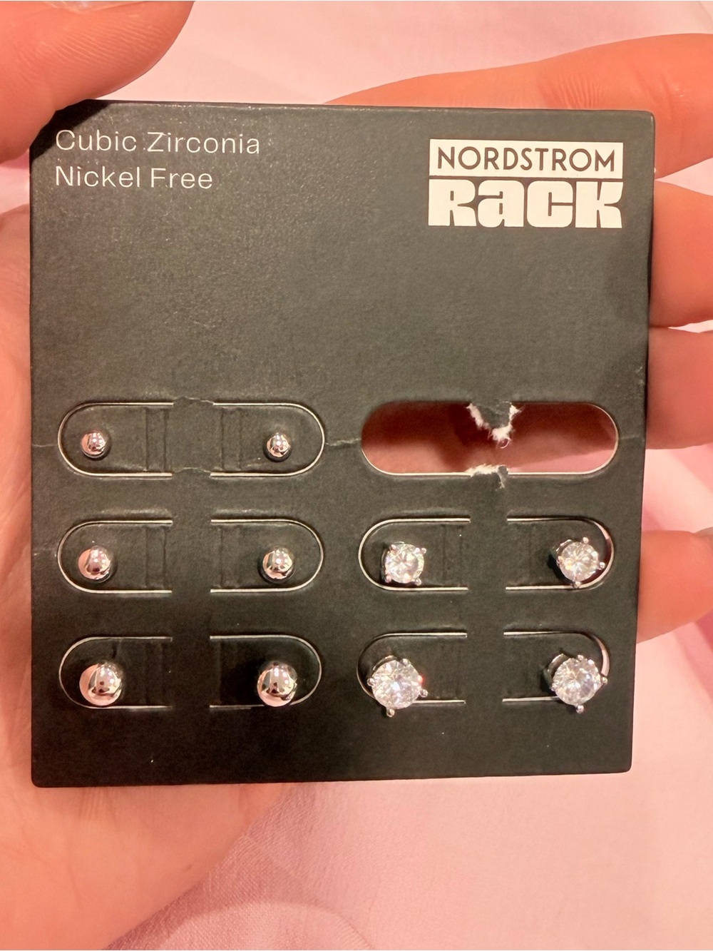 Nordstrom Rack Cubic Zirconia and Silver-Tone Stud Earring Set - Silver